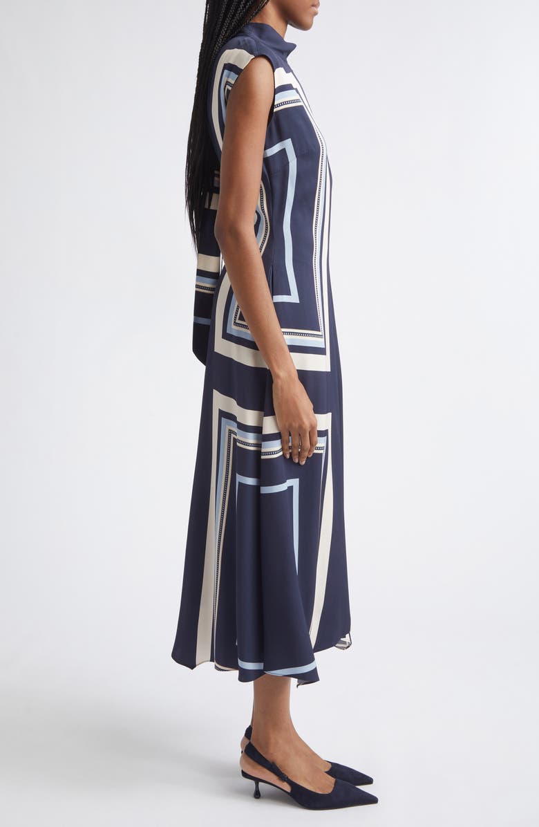 Reiss Lissy Printed Mock Neck Dress, Alternate, color, Navy
