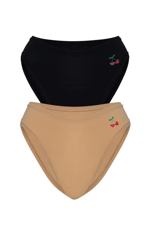 Cheeky Cherry 2-pack Leakproof Everyday Liner Ultra Smooth Very Cheeky Brief In Onyx/sienna