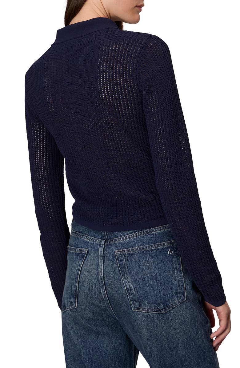 rag & bone Viola Open Stitch Polo Sweater, Alternate, color, Indigo