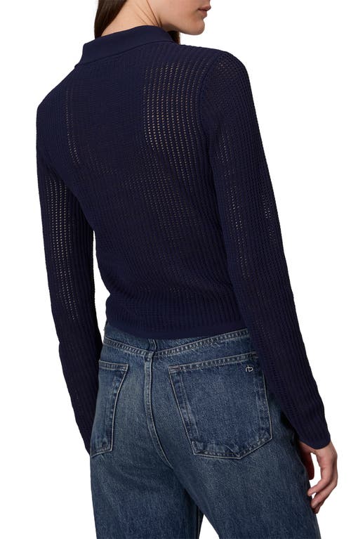 Rag & Bone Viola Open Stitch Polo Sweater In Purple