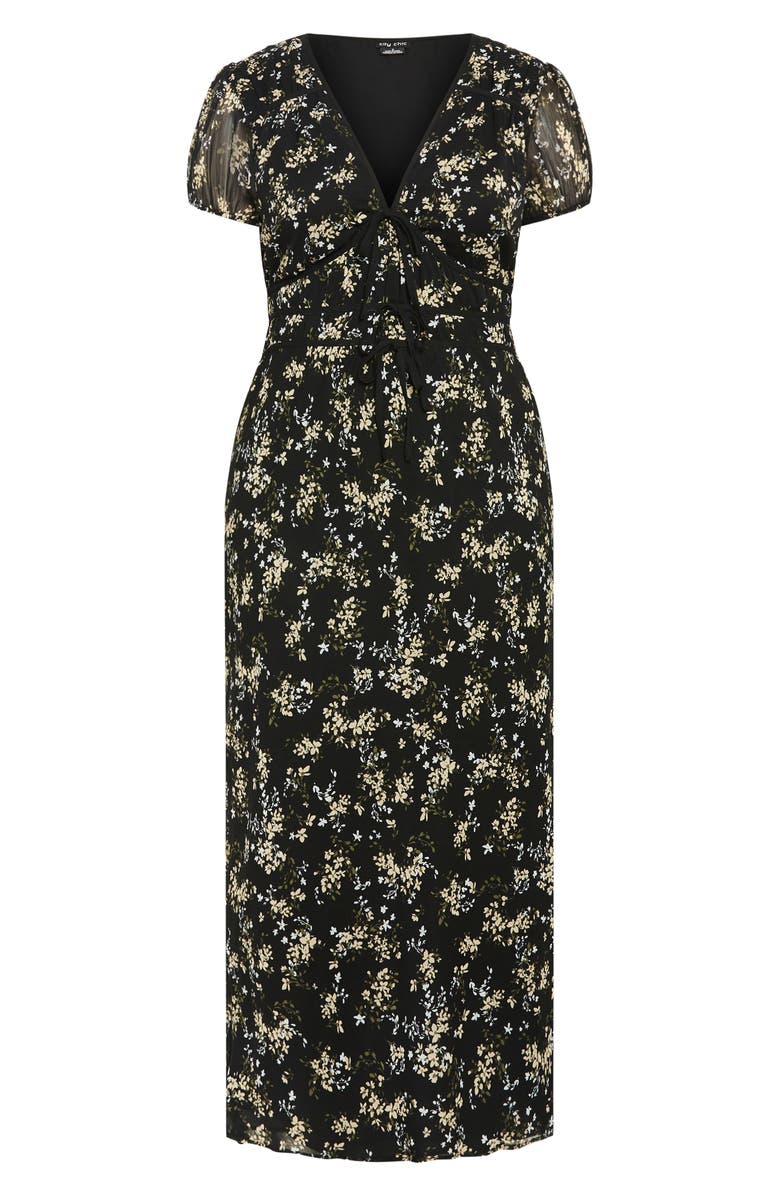 City Chic Cara Floral Tie Detail Maxi Dress, Alternate, color, 