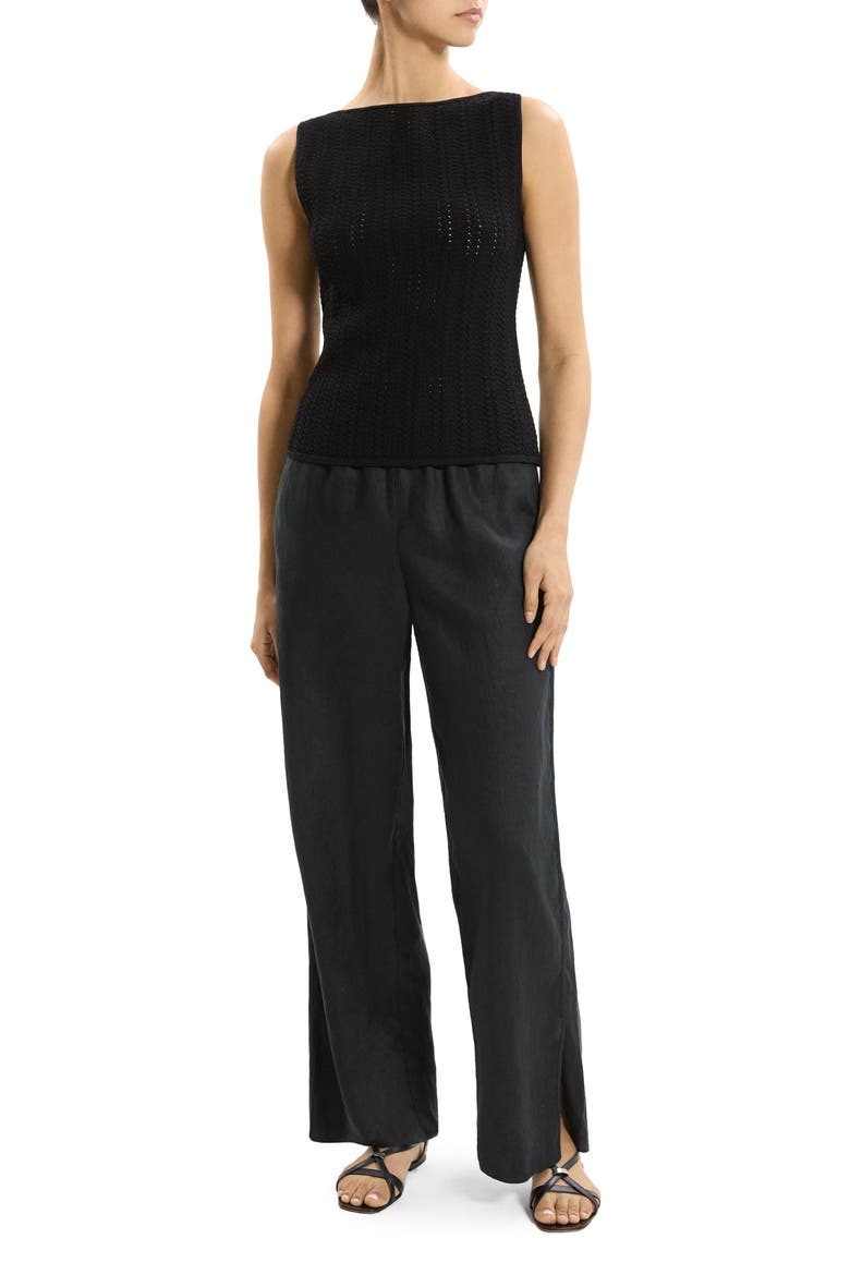 Pointelle Rib Knit Boat Neck Tank, Alternate, color, BLACK