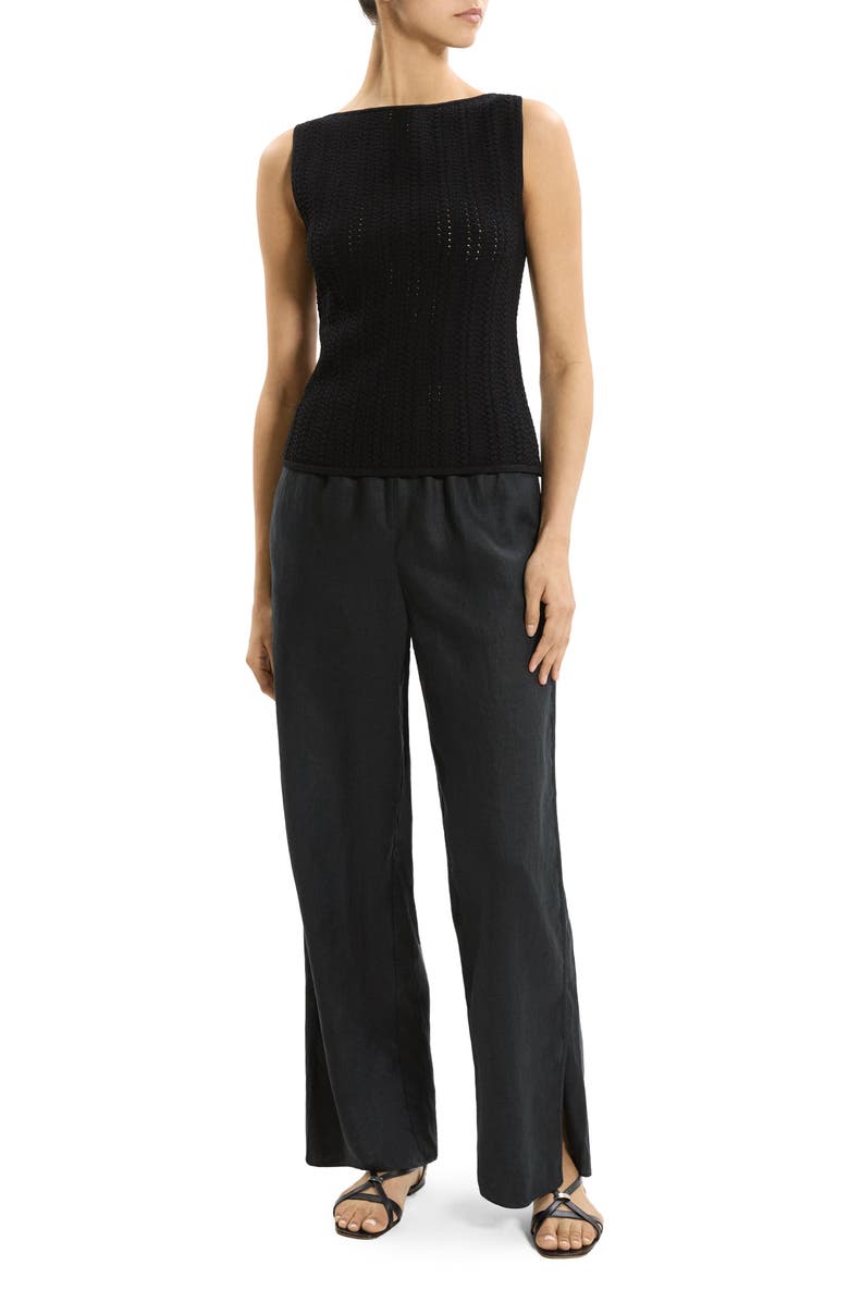 Theory Pointelle Rib Knit Boat Neck Tank, Alternate, color, Black