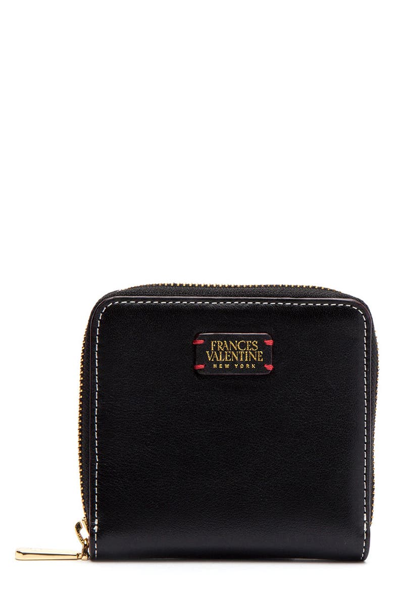 Roosevelt Small Calfskin Leather Wallet, Main, color, BLACK/ OYSTER