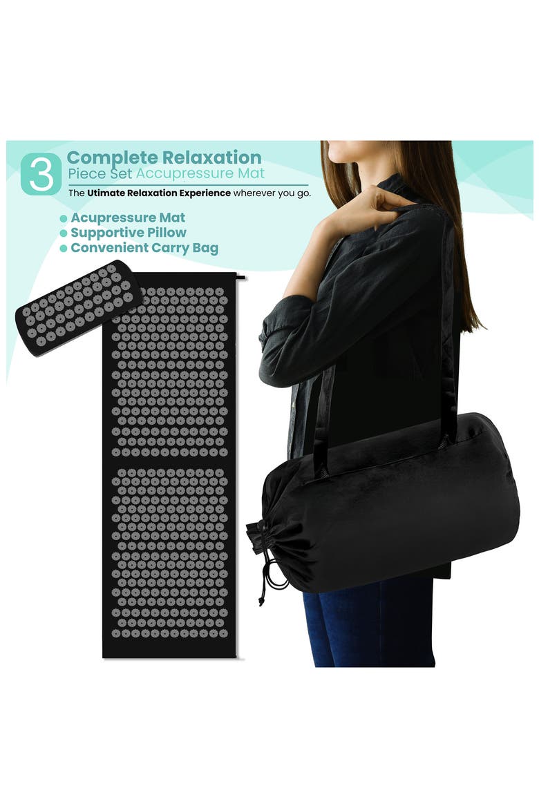 51-Inch Acupressure Mat & Pillow Set, Alternate, color, BLACK