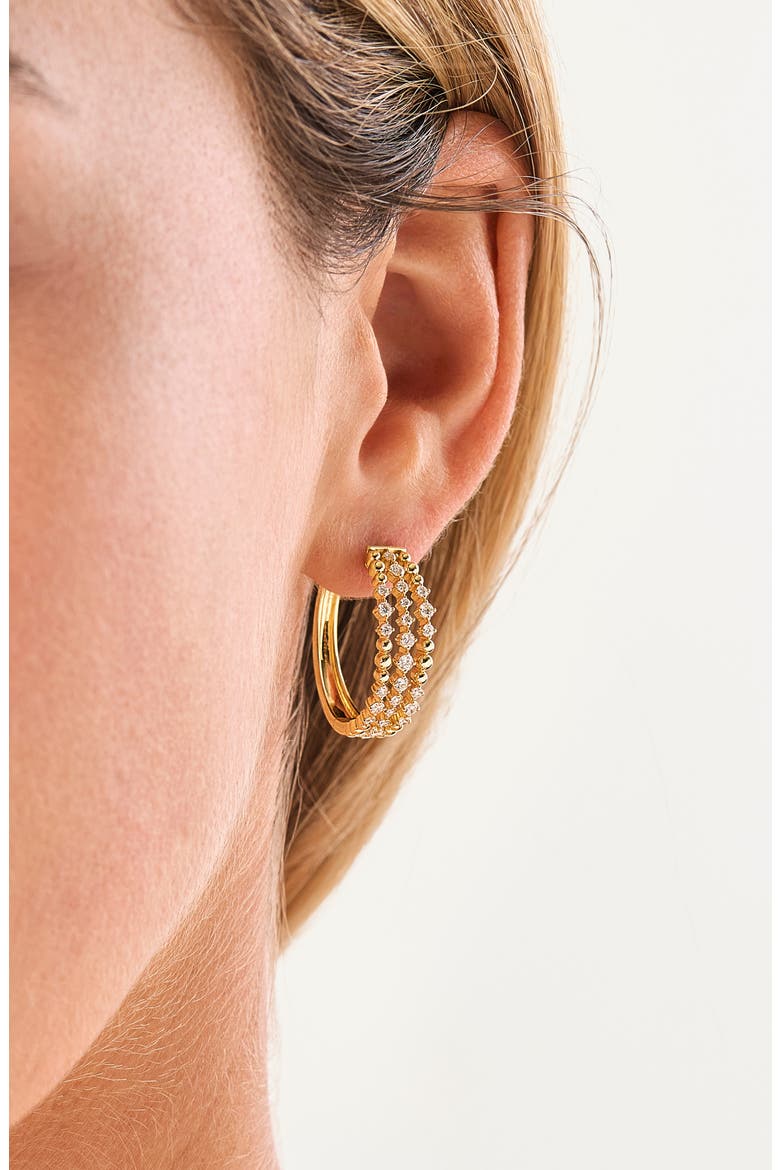 18K Mykonos Diamond Hoop Earrings, 15mm (Online Trunk Show), Alternate, color, 18K YELLOW GOLD/ DIAMOND