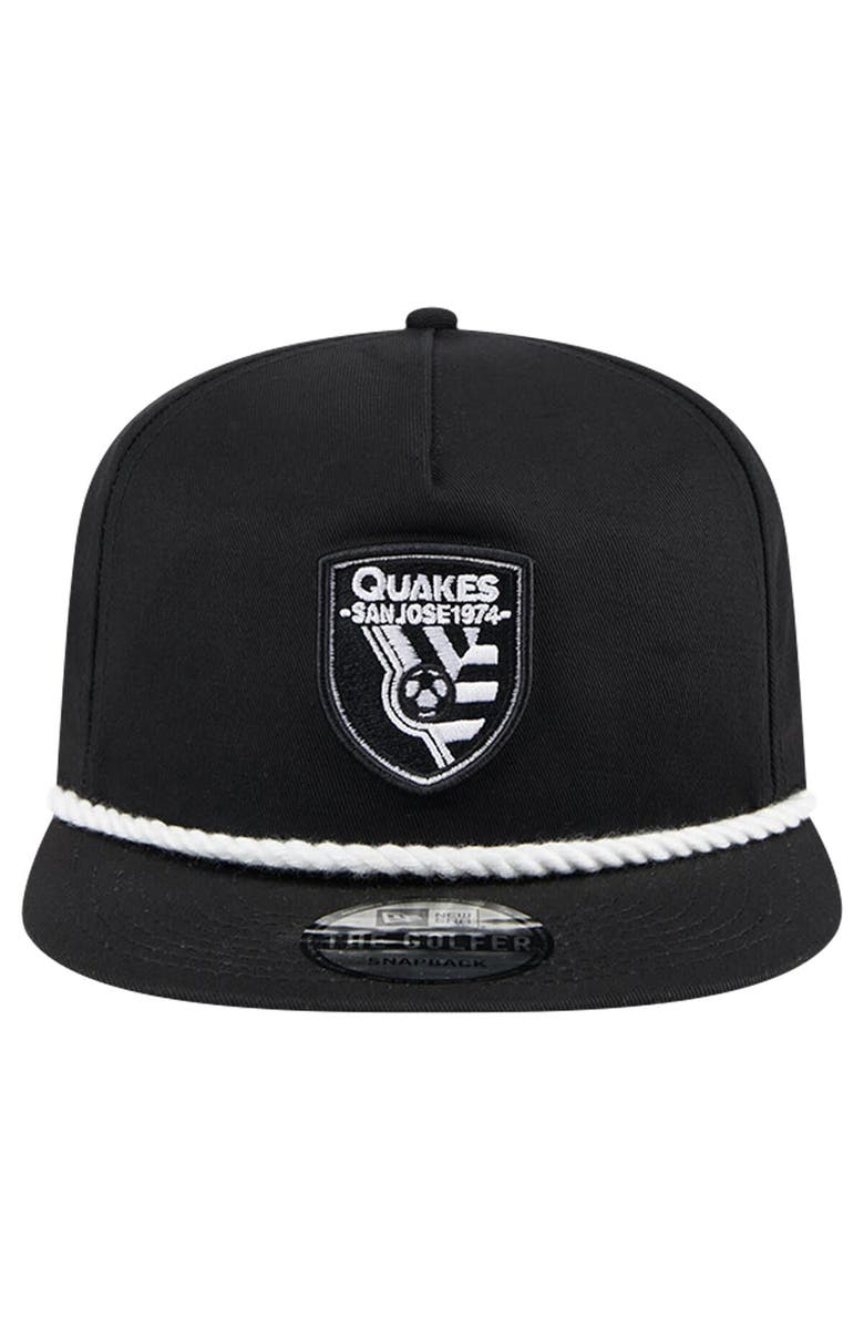 New Era Men's New Era Black San Jose Earthquakes 2024 Kick Off Collection Golfer Snapback Hat, Alternate, color,