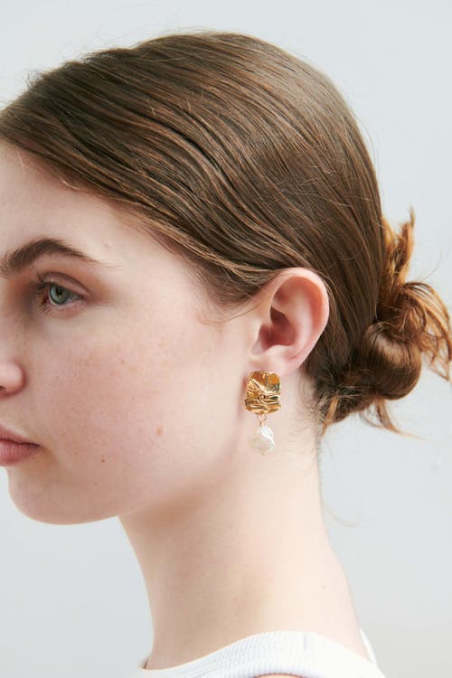 Odette New York Fender With Pearl Earrings In Brass