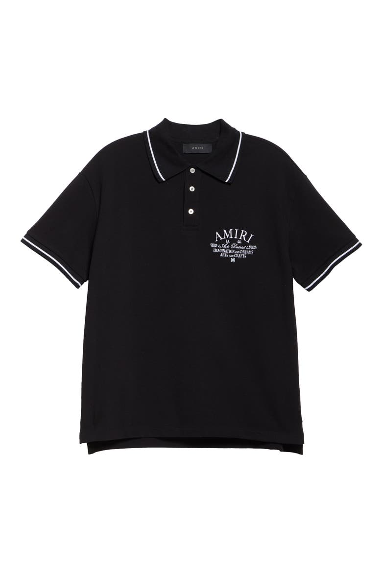 Arts District Embroidered Cotton Piqué Polo, Alternate, color, BLACK