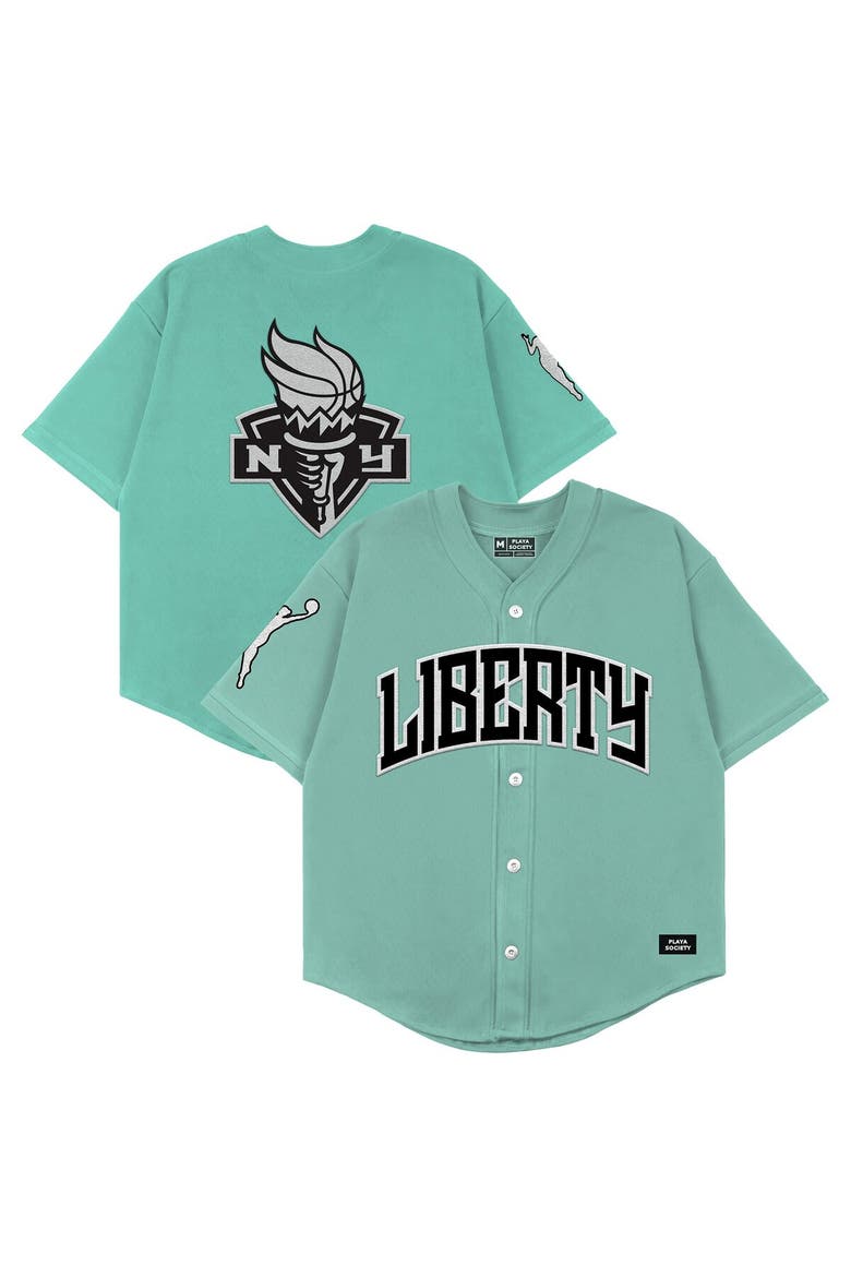 Unisex Playa Society  Mint New York Liberty Baseball Fashion Jersey, Main, color, Mint