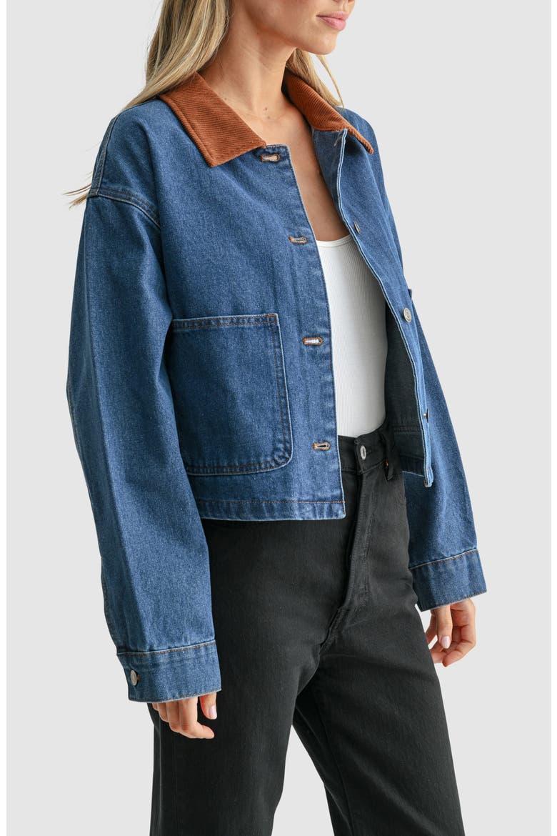 Contrast Collar Denim Jacket, Alternate, color, DENIM