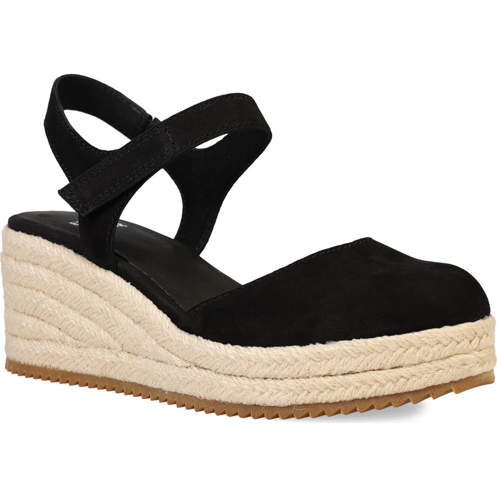 Eileen Fisher Nessa Suede Ankle-grip Wedge Espadrilles In Black