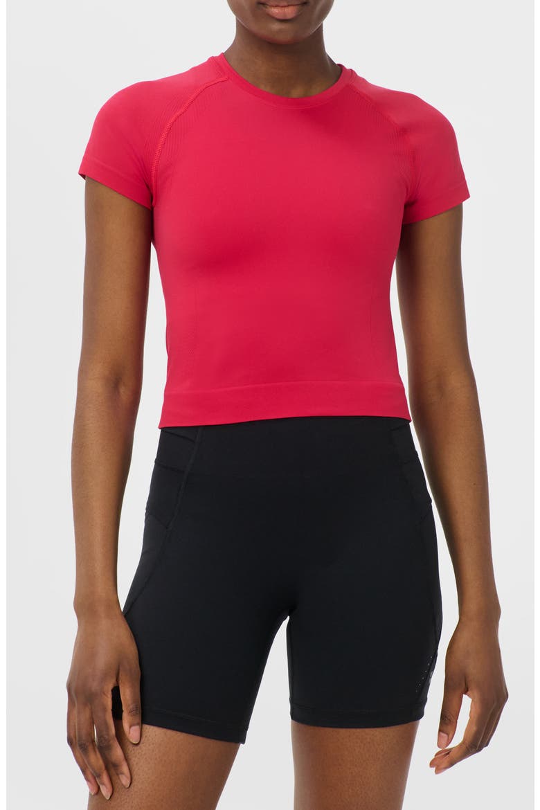 Athlete Seamless Workout Crop T-Shirt, Main, color, CRIMSON RED