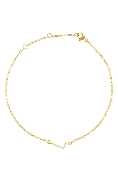 Pavé Cubic Zirconia Initial Anklet