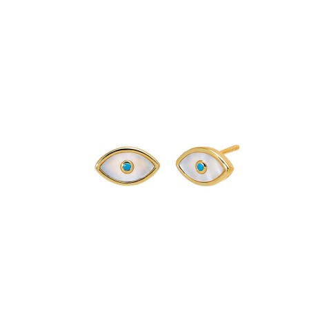Turquoise MOP Evil Eye Stud Earring