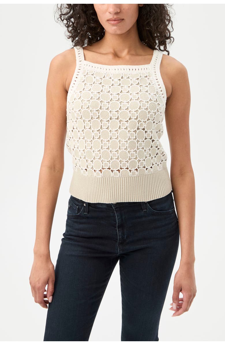 Trina Turk Suez Geometric Knit Cami, Alternate, color, Biarritz Beige/Whitewash