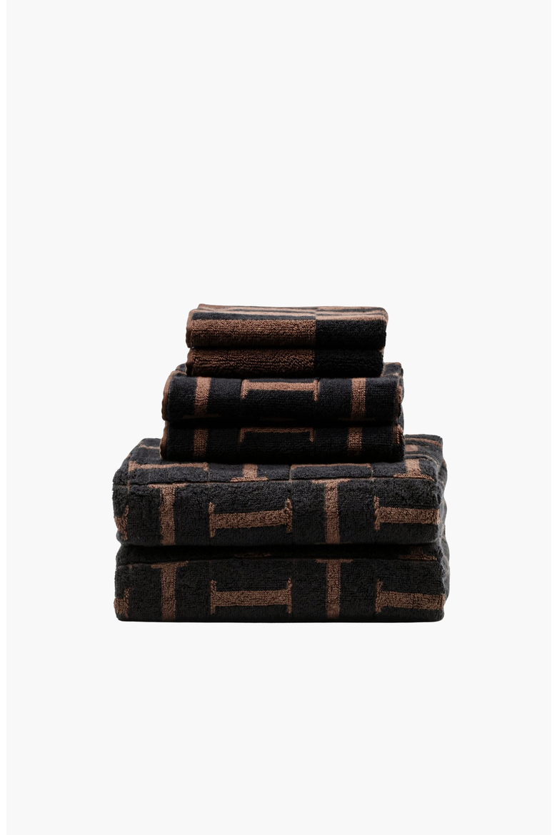 Tessera Australian Cotton Bath Towels, Alternate, color, Tobacco & Black