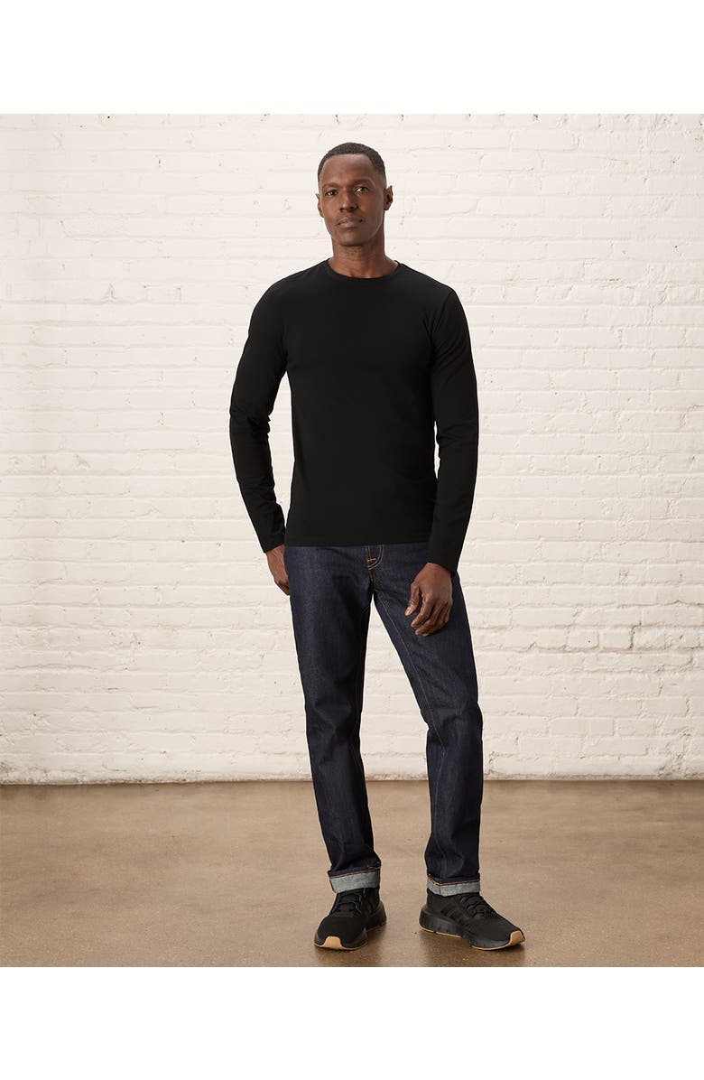 Pact Luxe Essential Slim Long Sleeve Tee Made With Organic Cotton, Alternate, color, Black