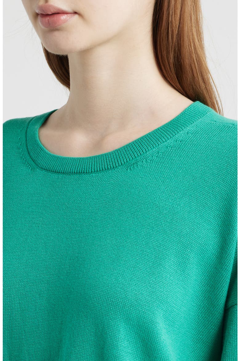 Elbow Sleeve Organic Cotton Blend Crewneck Sweater, Alternate, color, SEA STAR