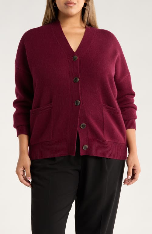 Nordstrom Wool & Cashmere Boyfriend Cardigan In Burgundy