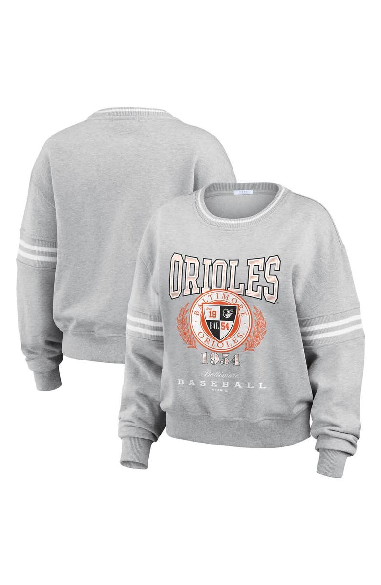 WEAR by Erin Andrews Women's WEAR by Erin Andrews Heather Gray Baltimore Orioles Domestic Crest Pullover Sweatshirt, Alternate, color, 