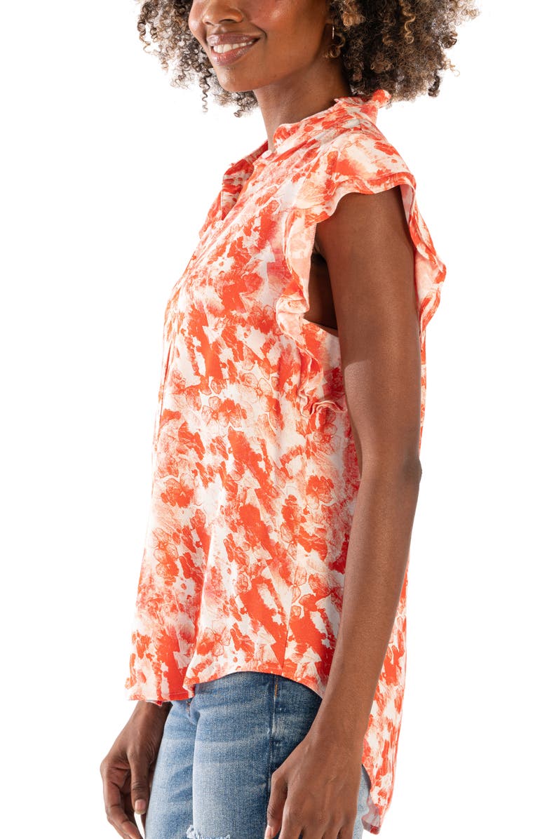 KUT from the Kloth Katalia Ruffle Cap Sleeve High-Low Button-Up Top, Alternate, color, 