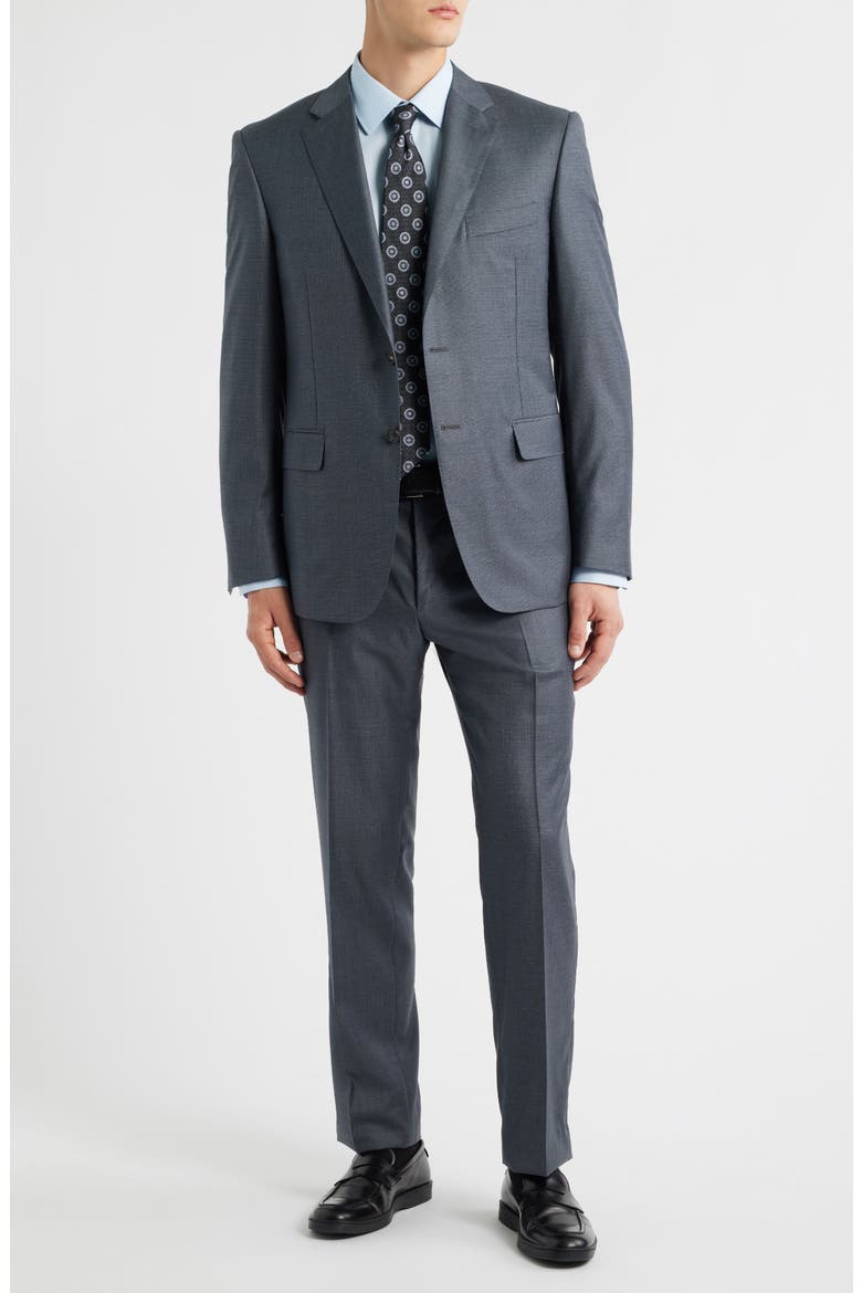 Siena Regular Fit Light Blue Glen Check Super 150s Wool Suit, Main, color, BLUE