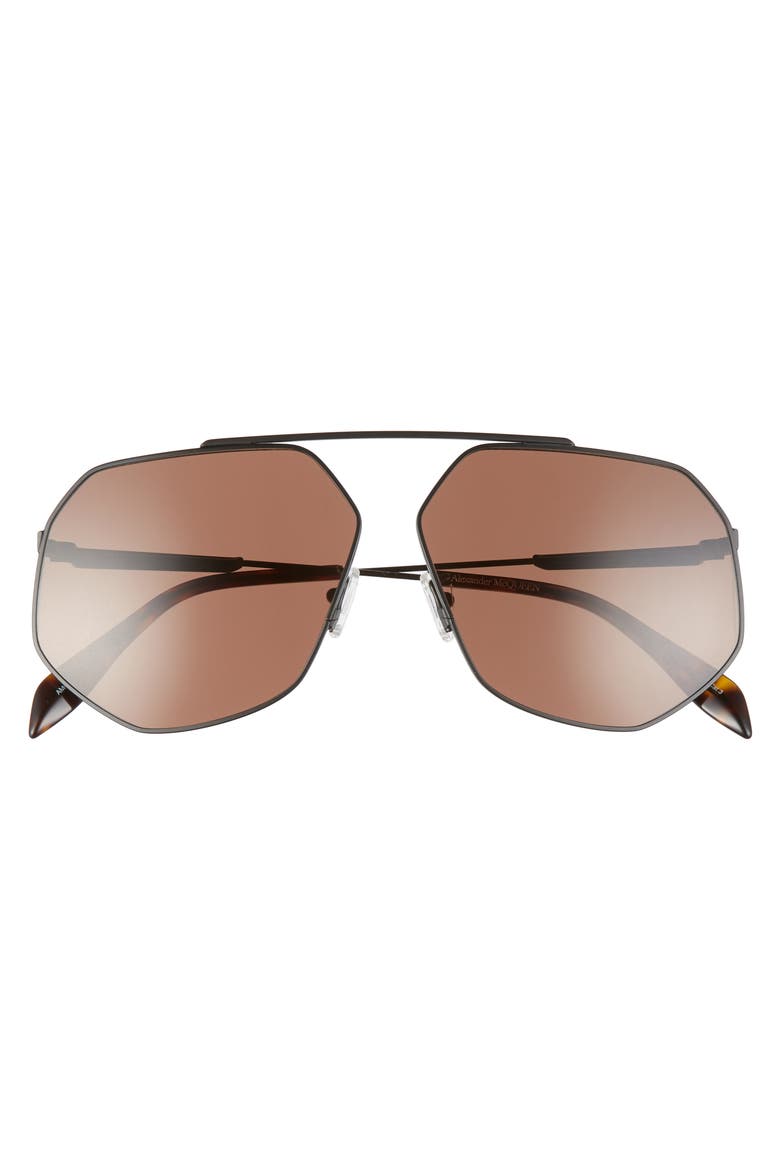 Alexander McQueen 65mm Gradient Aviator Sunglasses, Alternate, color, BLACK