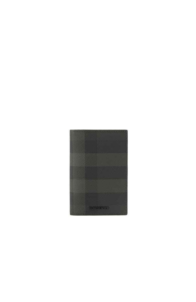 Burberry Check Passport Holder, Main, color, Charcoal