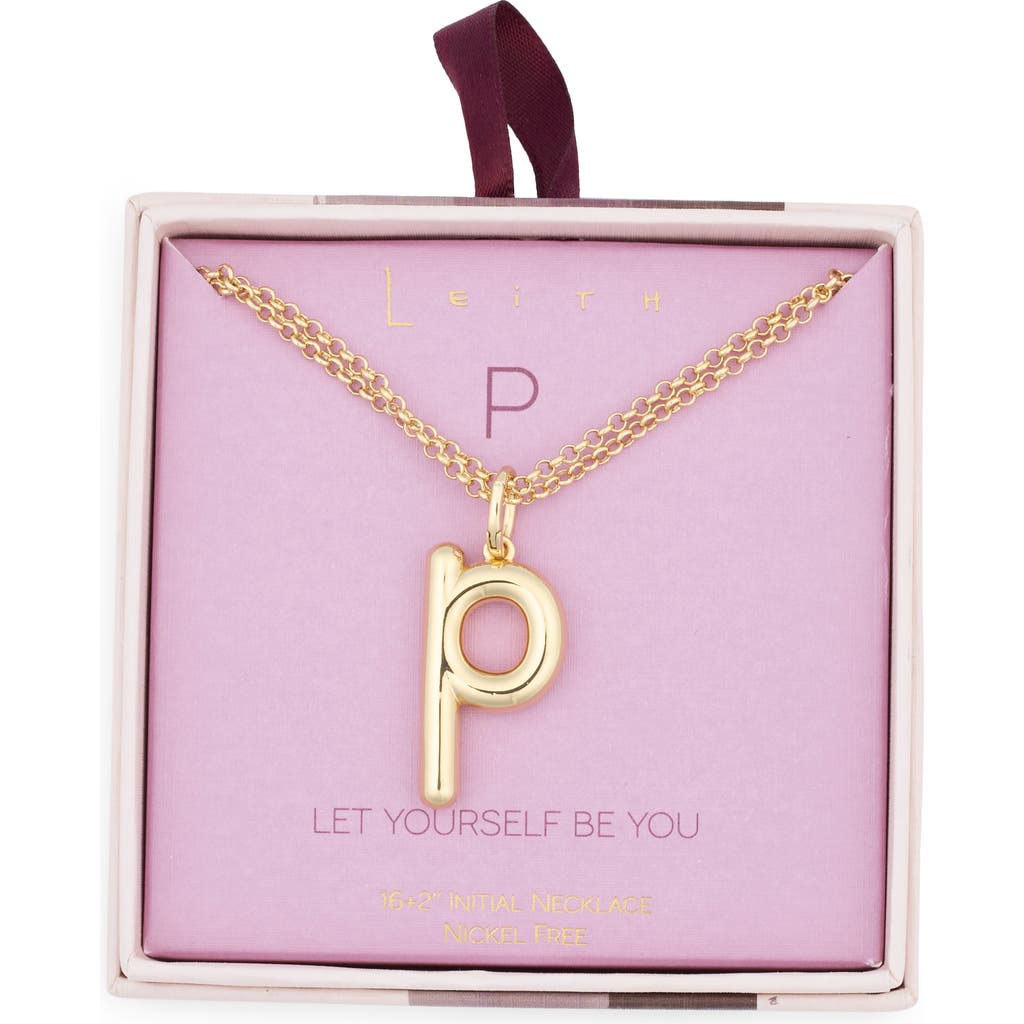 Leith Lowercase Initial Bubble Pendant Necklace In Gold