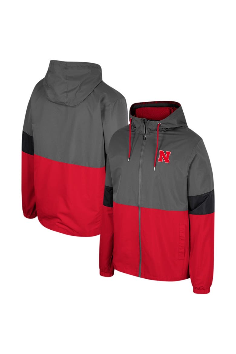 Men's Colosseum Charcoal Nebraska Huskers Miles Full-Zip Jacket, Alternate, color, Charcoal