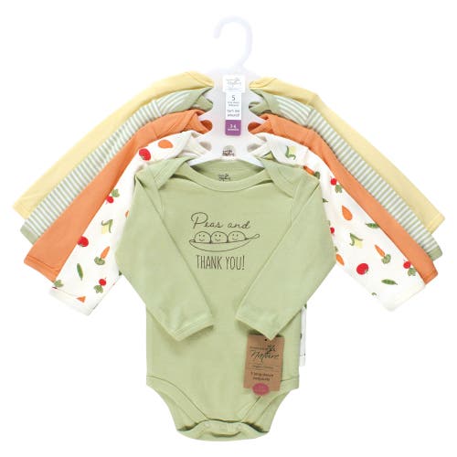 Touched By Nature Organic Cotton Long-sleeve Bodysuits In Multi