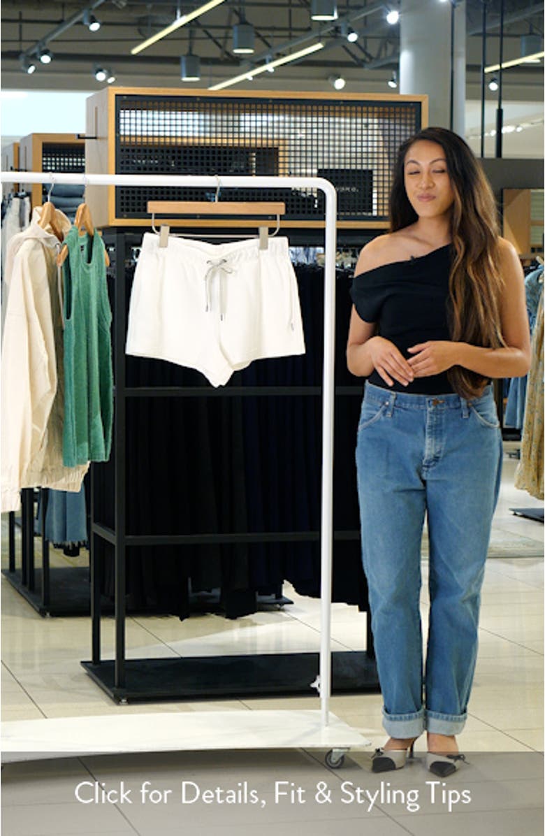 Cotton Blend Piquè Fleece Drawstring Shorts, sales video thumbnail