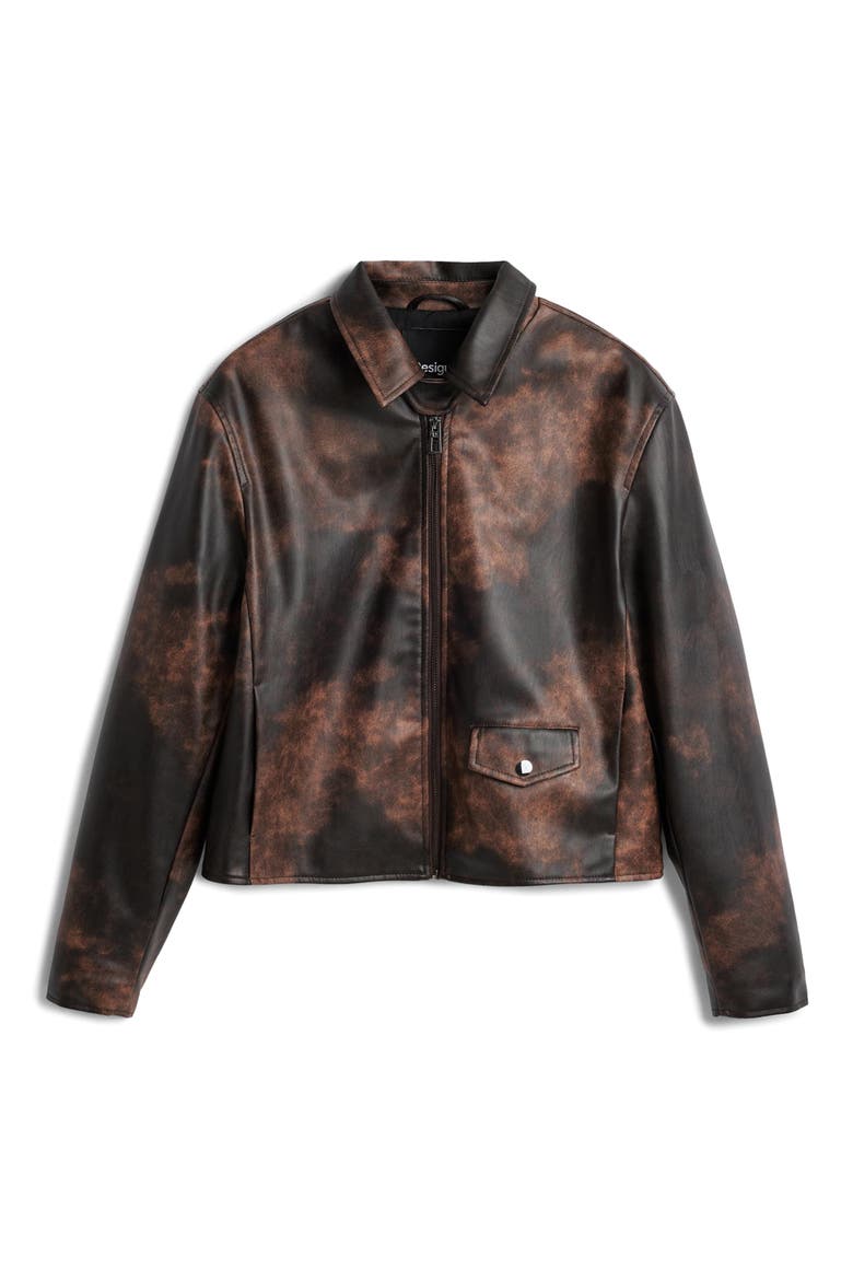 Faux Leather Jacket, Alternate, color, KHAKI