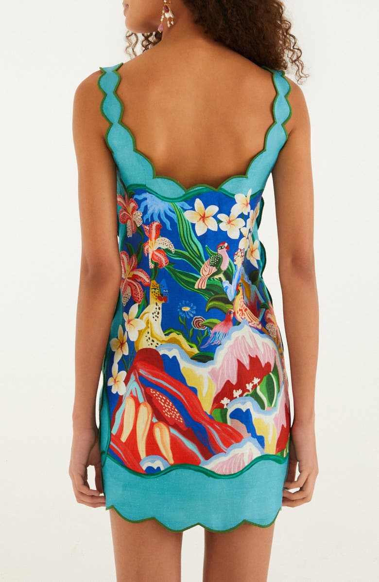FARM Rio Garden of Life Linen Minidress, Alternate, color, Blue