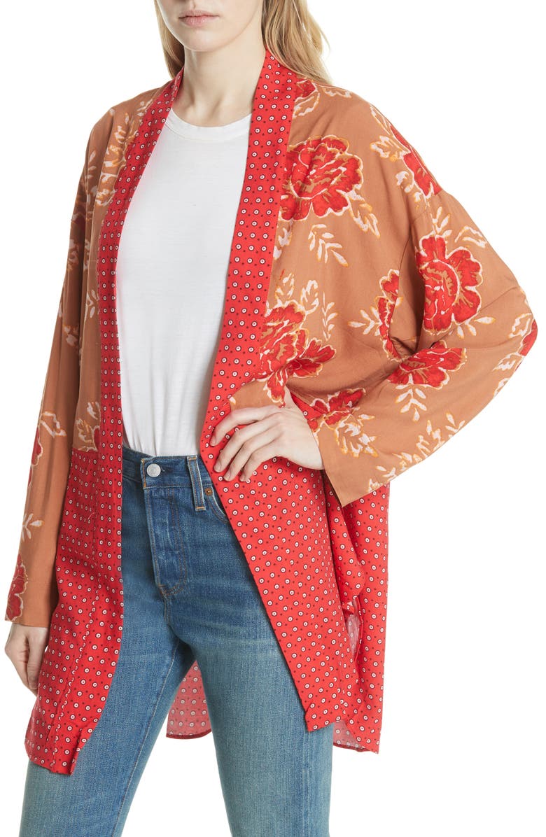 Free People Forget Me Knot Tie Front Kimono, Alternate, color, 