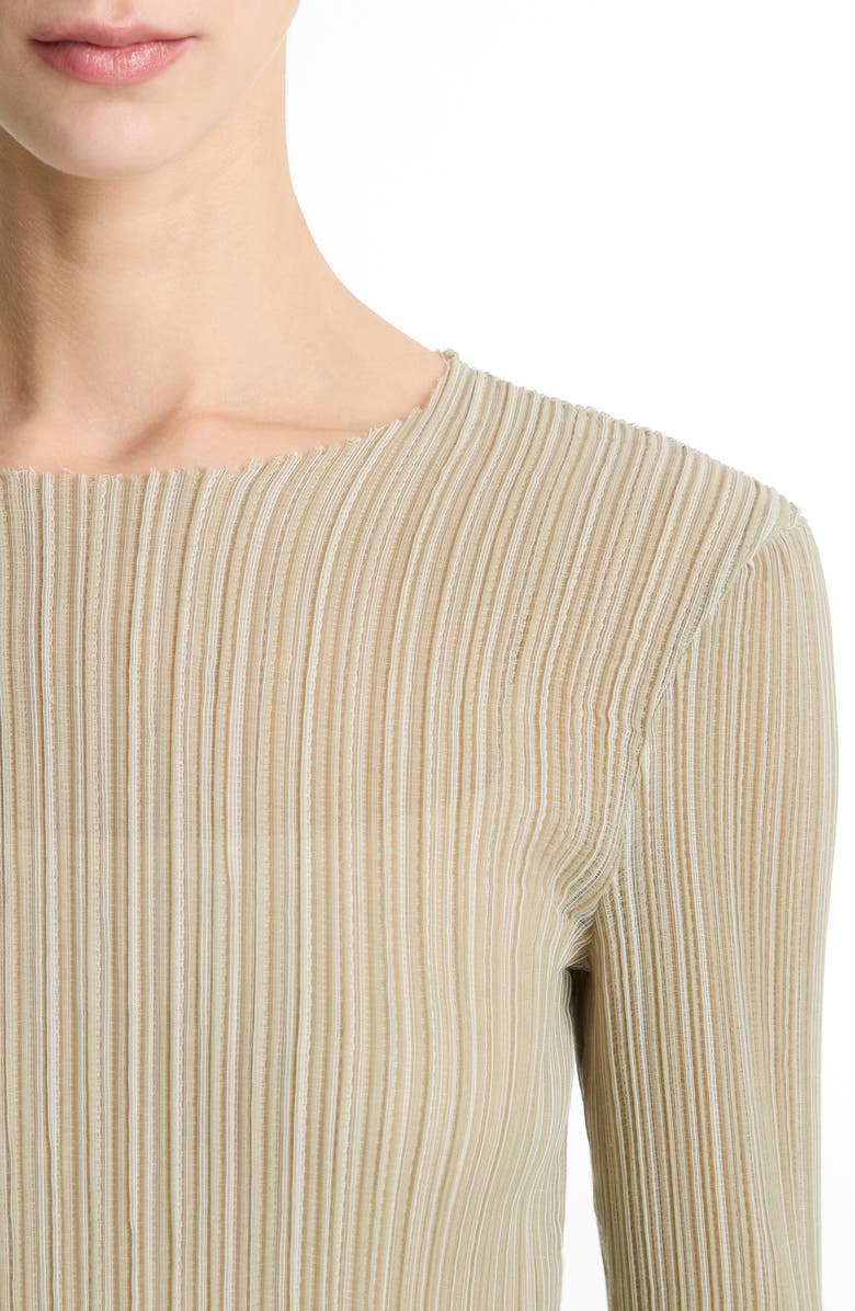 Vince Plissé Pleat Long Sleeve Body-Con Maxi Dress, Alternate, color, Dark Jade Water Combo