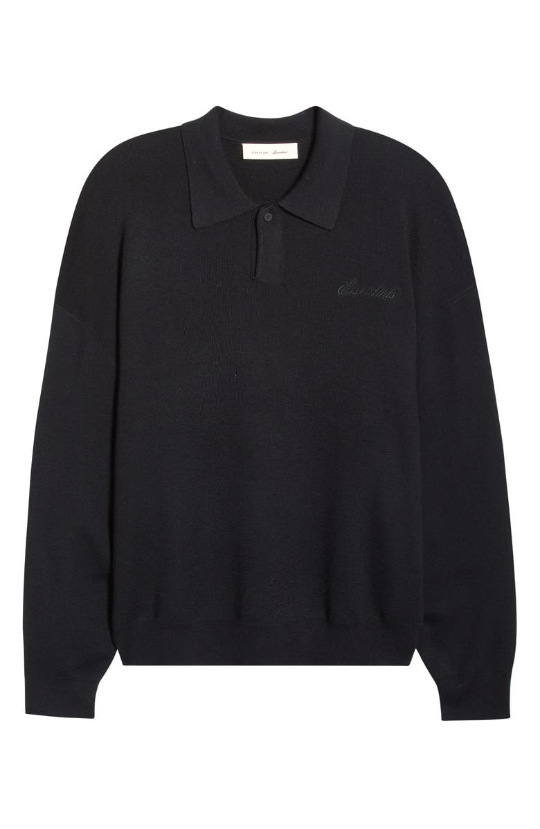 Fear of God Essentials Signature '90s Merino Wool Polo Sweater, Main, color, Vintage Black
