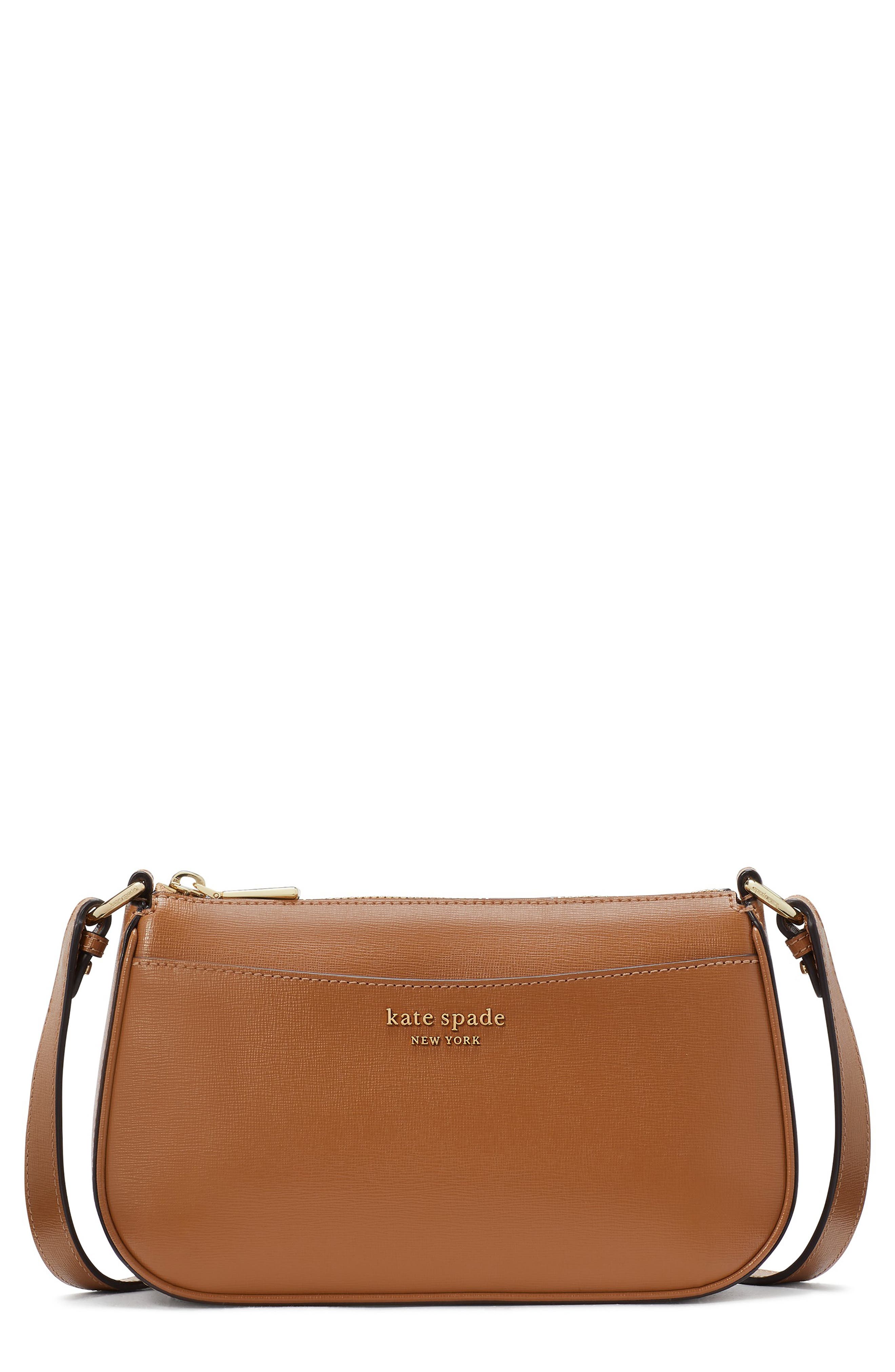 small bleecker saffiano leather crossbody bag, Main, color, BUNGALOW