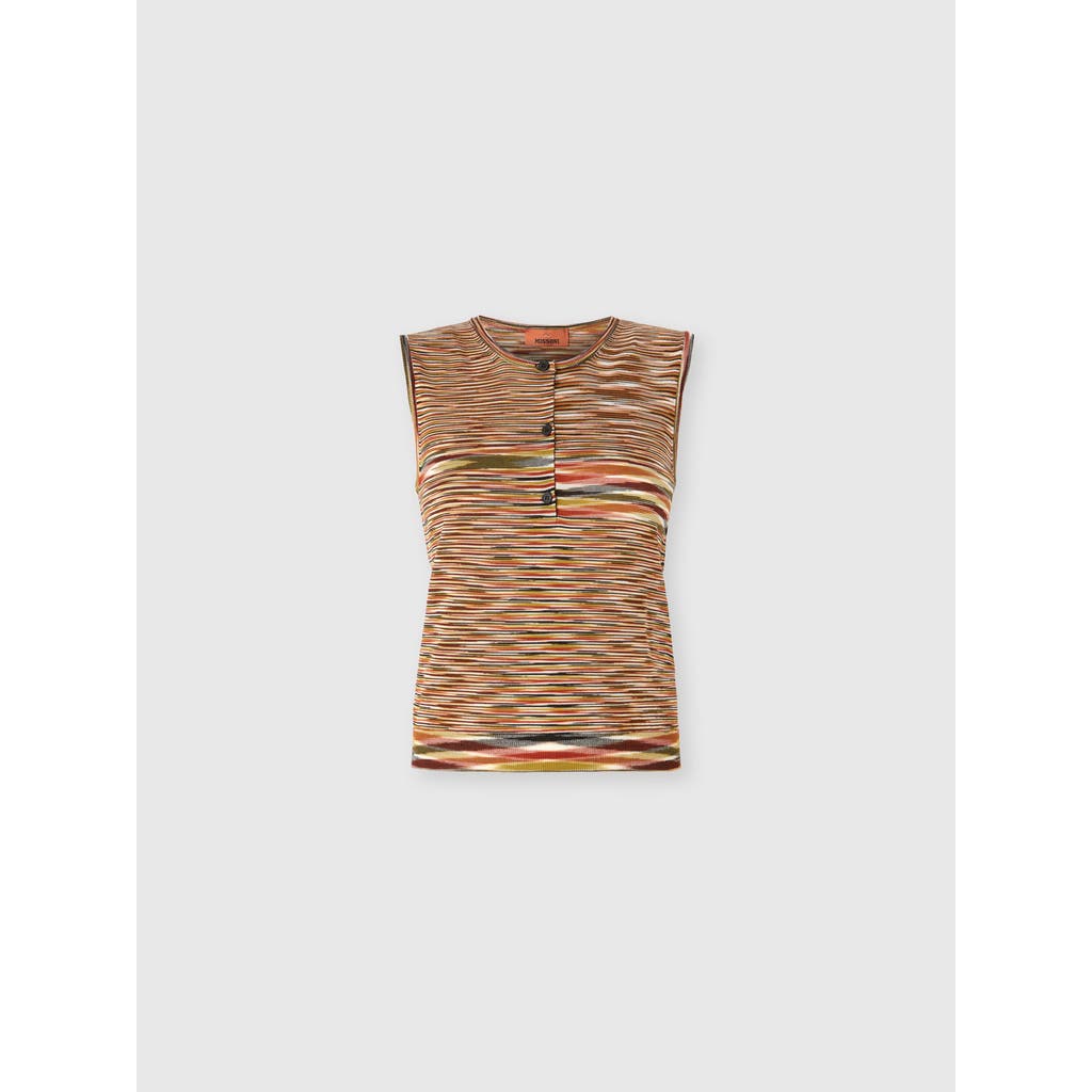 Missoni Buttoned Vest With Flame Pattern In Brown