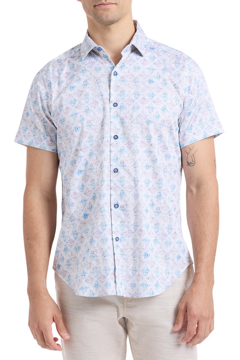 Greatorex Abstract Print Short Sleeve Button-Up Shirt, Main, color, MULTI