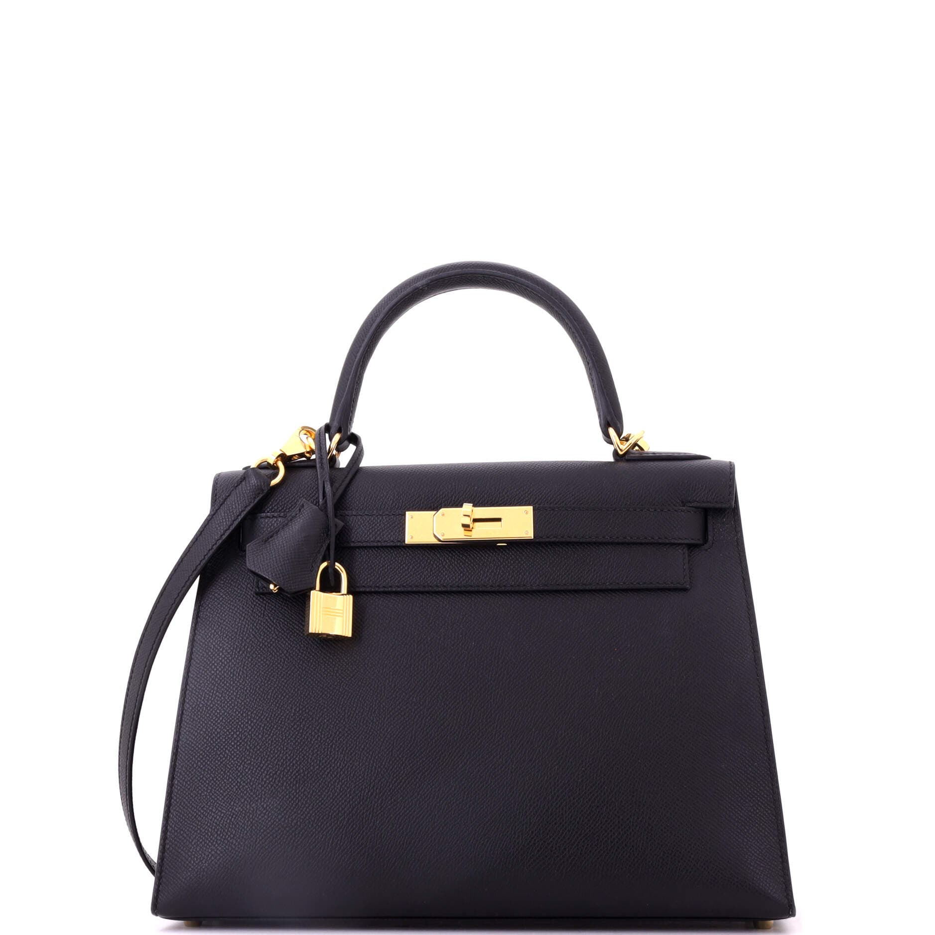 Kelly Handbag Black Epsom with Gold Hardware 28, Main, color, Black