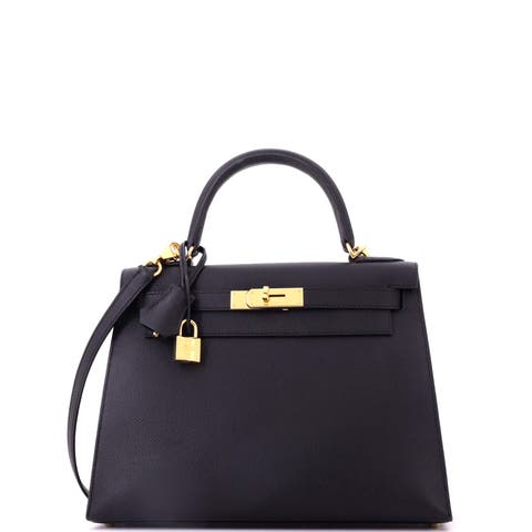 Kelly Handbag Black Epsom with Gold Hardware 28