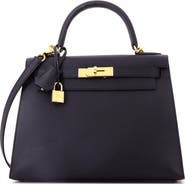 Pre-Owned Hermes Kelly Handbag Black Epsom with Gold Hardware 28