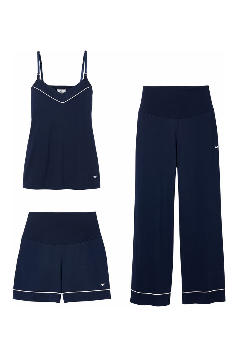 3-Piece Cotton Maternity Set, Main, color, NAVY