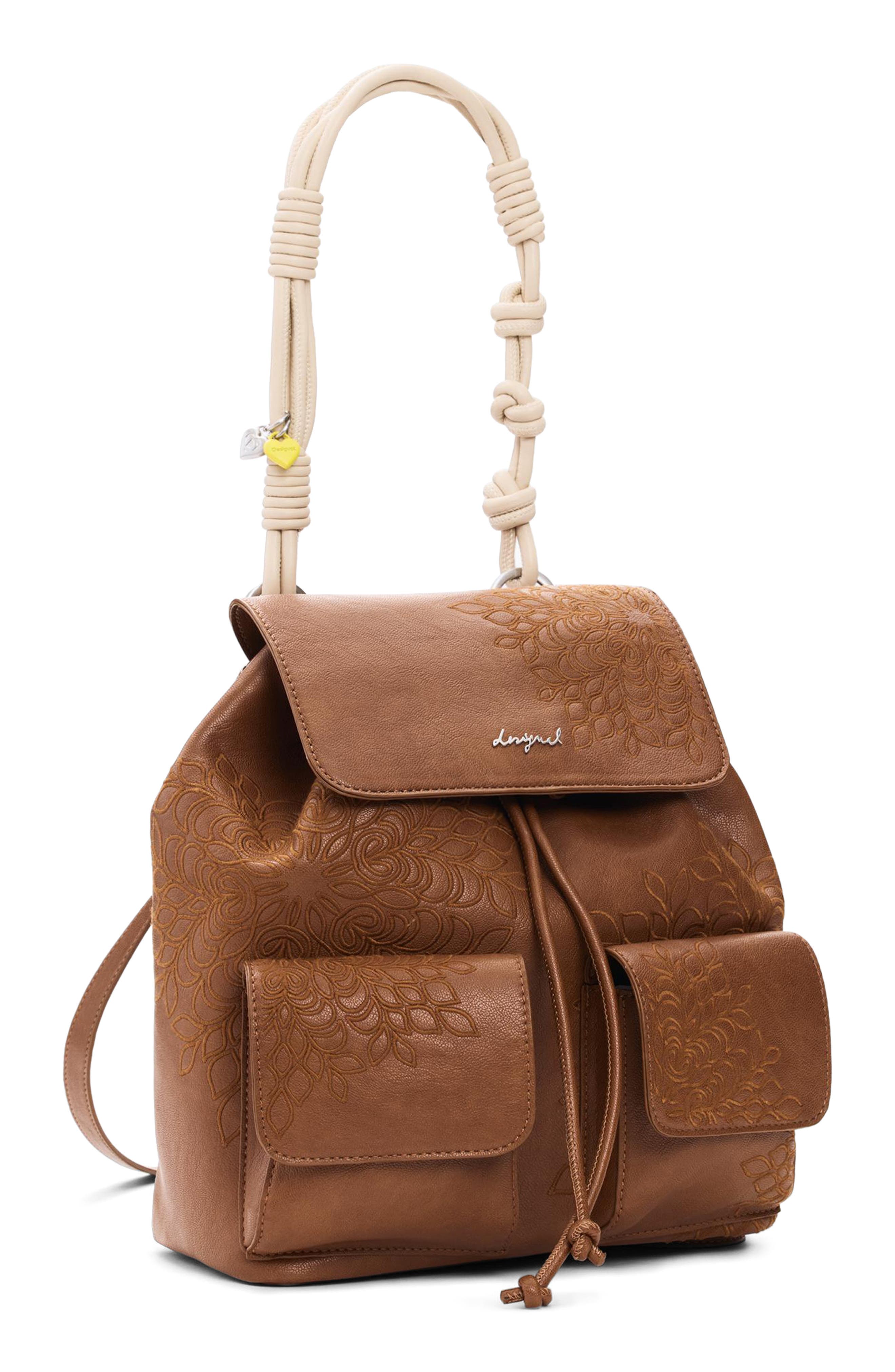 Desigual Mini Floral Embroidered Convertible Backpack, Alternate, color, 