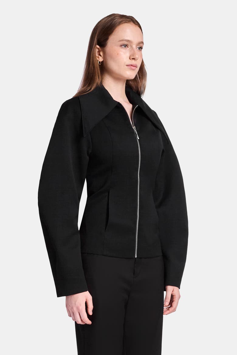 Fitted Wool Jacket with Sculpted Sleeve, Alternate, color, Black