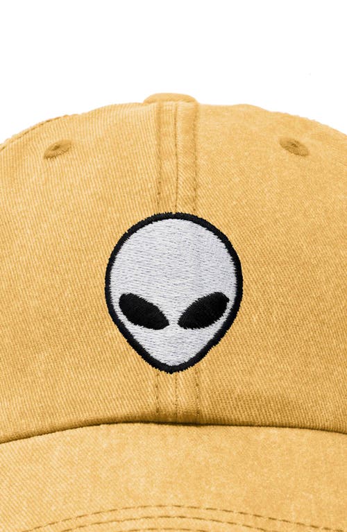 Dalix Alien Embroidered Classic Dad Cap In Washed Gold