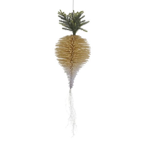 Flocked Bottle Brush Turnip Ornament, Cream
