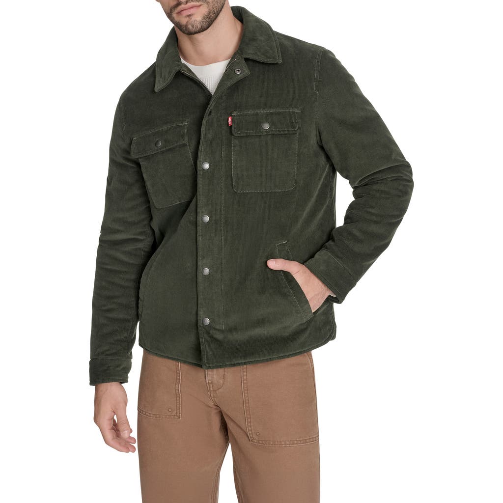 Levi's Corduroy Insulated Zip-up Jacket In Green